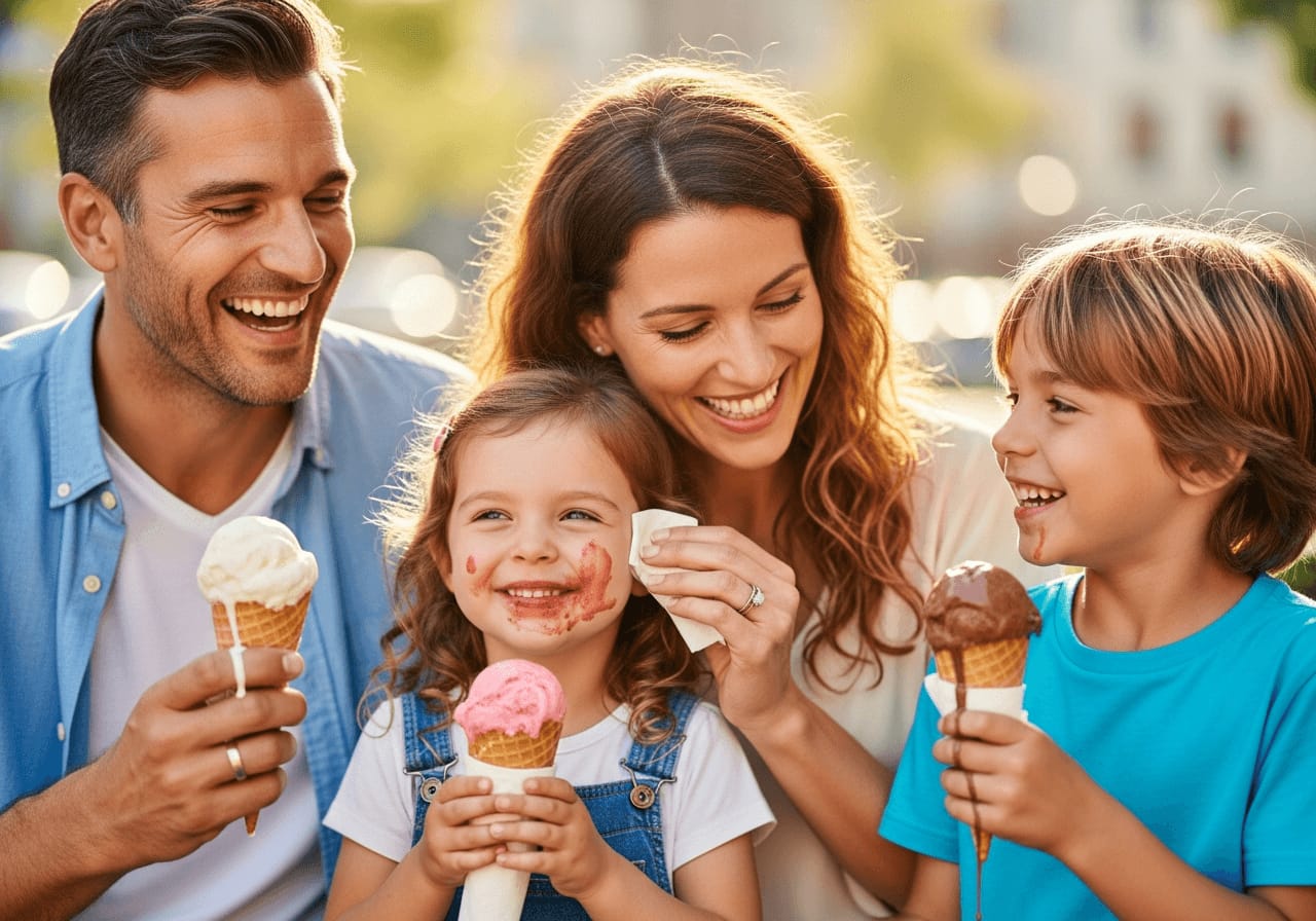 A family enjoying ice cream at the Be Free Café in Virginia Beach